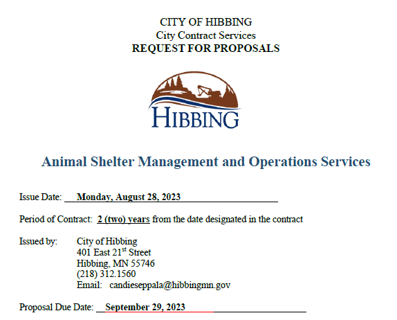 Animal Shelter Management and Operations RFP