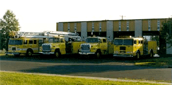 Fire trucks in front of the Fire Department
