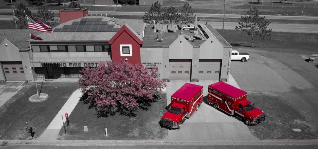 Aerial view of the fire station