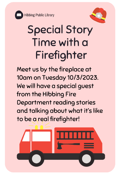 Firefighter Storytime With a Picture of a Fire Engine