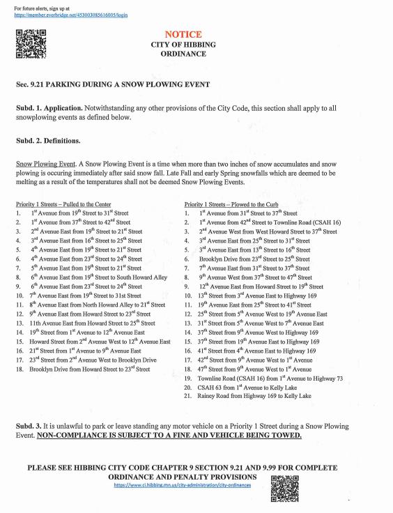 Snow Removal Ordinance